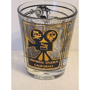 Vintage Universal Studios California Black Gold Movies Shot Glass‎